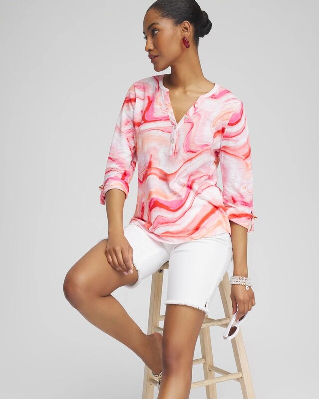Geode Ring Detail Henley Top - image 2